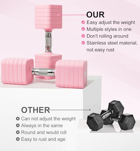 Image of 15LB 20LB 30LB 40LB 50LB Adjustable Dumbbell Set Free Weights Dumbbells Set for Women Men Hand Weights Sets Adjust Dumbbell Weight Sets for Home Gym Exercise Workout Strength Training Equipments