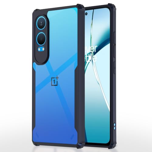 Image of Pikkme Crystal Clear Transparent Back | Ultra Hyrbid | Full Camera Protection | Raised Edge | Bumper Back Case for OnePlus Nord Ce 4 Lite 5G (Blue)