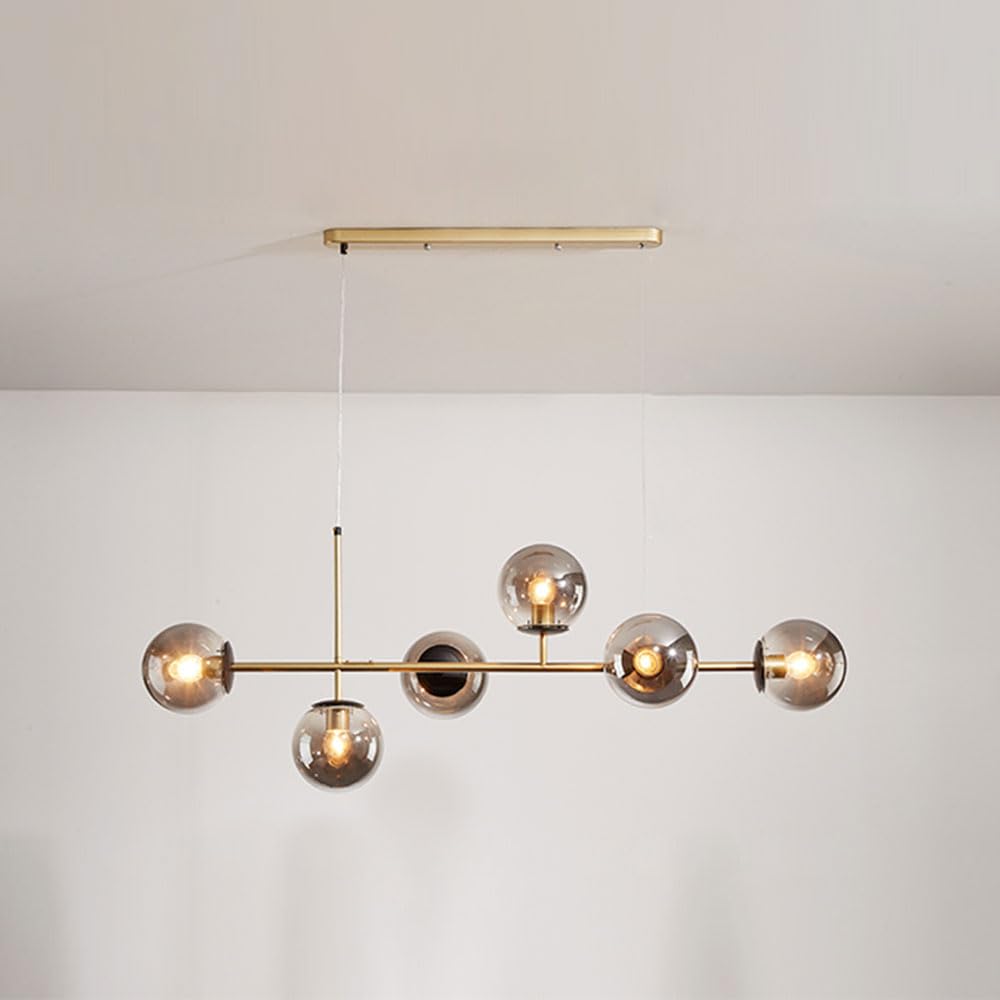 Nowoczesny żyrandol z 6 światełkami, regulowana wysokość, kryształowy globus, styl z połowy wieku, duża lampa sufitowa E27 na wyspę kuchenną, elegancka dekoracja domu