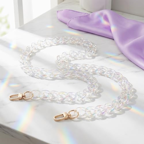Cadena de acrílico para bolso con asa desmontable y eslabones de resina resistente, 2 piezas 8