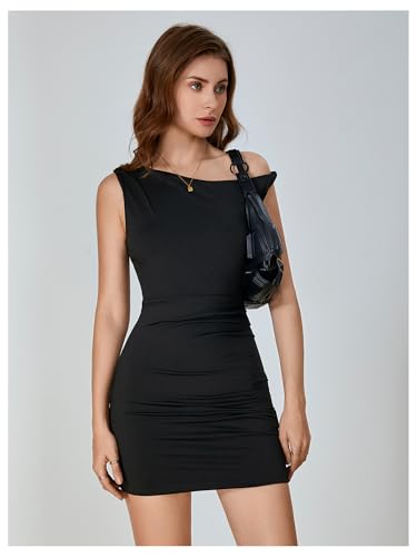 SOLY HUX Women's Summer Mini Dresses Off The Shoulder Ruched Bodycon Graduation Dress Sexy Going Out Party Club Outfits3