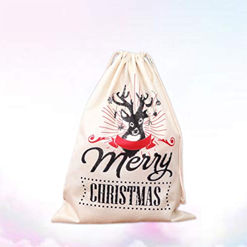 BESTOYARD 1 st Kerst Trekkoord Gift Tassen Grote Linnen Gedrukt Santa Sack Rugzak Winkelen Tassen voor Kids Meisjes… - Afbeelding 4