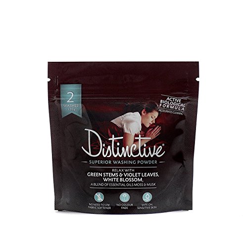 Distinctive Travel Washing Powder Mini pack/For 2 Machine Washes/Soak Clean Hand Washing - Relaxing Calm Essential Oils Fragrance
