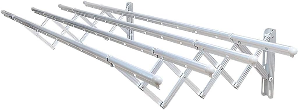 Clothes Rail Rack Drying Racks,Airer Wall Mounted Fold Clothying Clotheshorse Dryer Airer Extendable Towel Bathroom Push-Pull Barfor Indoor Outdoor,4 Rails