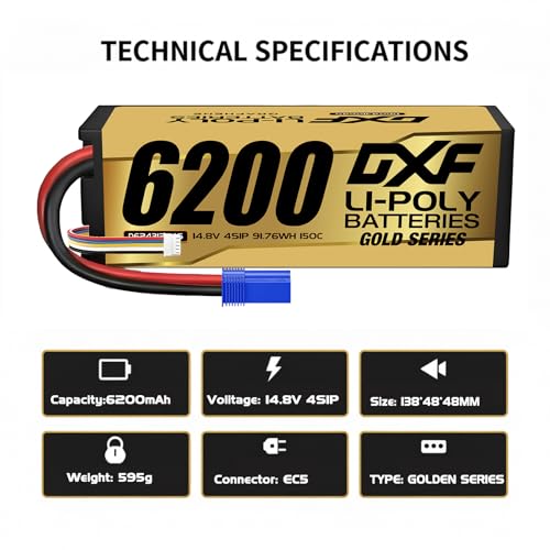 Batería de polímero de litio 4S fiable de 14,8 V y 6200 mAh para competición de coches rc 2