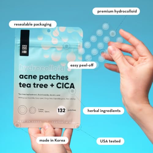 Image of LE GUSHE Korean Pimple Patches for Face (132 Dots) - Hydrocolloid Acne Patches & Zit Patches with Tea Tree Oil - Invisible Blemish Patches - Dermatologist Tested Korean Skin Care (Pack of 3)