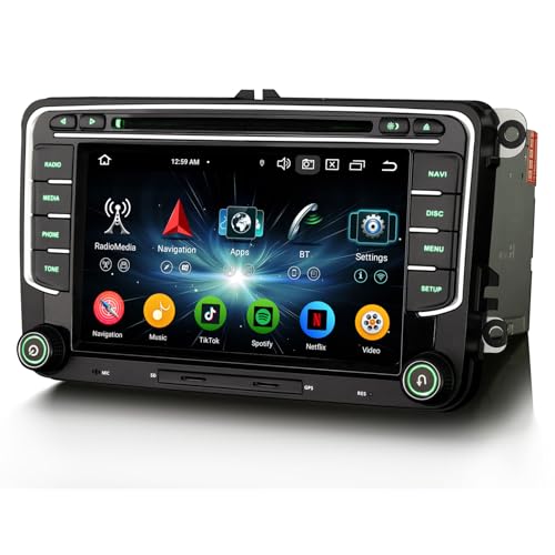 8 Núcleos 4GB+64GB Android 14 Radio Coche Bluetooth GPS Navegación para VW Polo 6R Crafter Amarok Caddy T6 Skoda Yeti 7