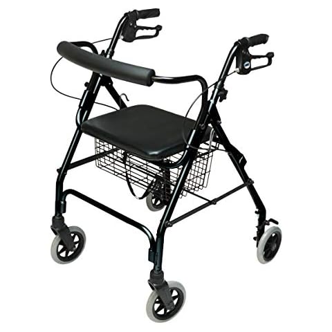 Graham-Field RJ4300K Lumex Walkabout Lite Rollator Walker with Seat, Lightweight, 14.5 lb., Large 6" Wheels, Black Cover