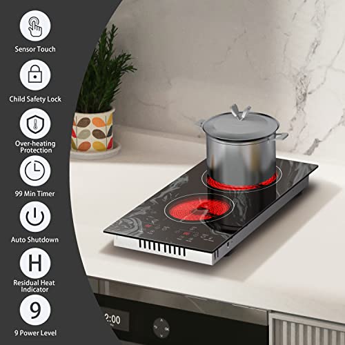 Karinear Portable Electric Cooktop 2 Burners, 110v Plug in Electric