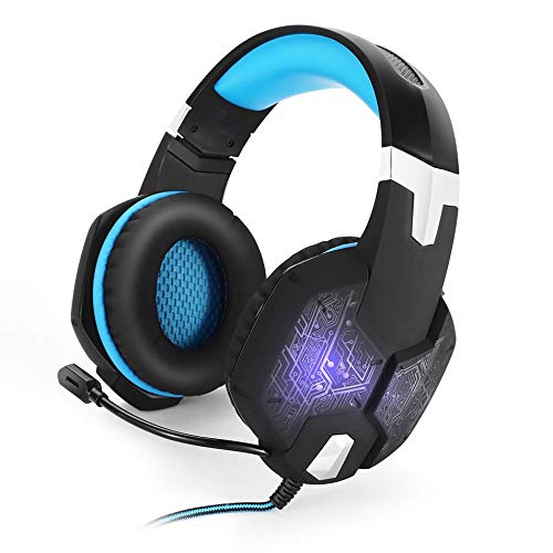 WSI Gaming Headset Breathing E-Sports Headset Laptop Game Music Headphones Subwoofer with Microphone LED Light Noise Elimination, Handsome