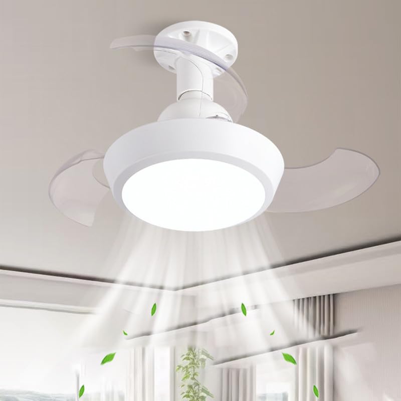 16 inch Lamp with Ceiling Fan and Remote Control Silent E27 Ceiling Fan with Light Retractable LED Smart 6000K Ceiling Fan with Light Modern 3 Speeds 3 Blades for Bedroom