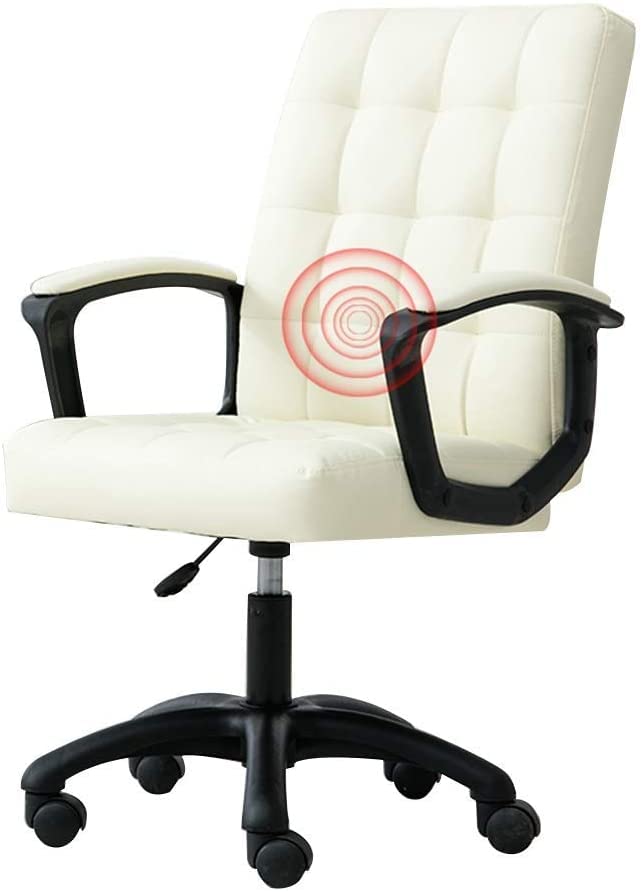 Silla de oficina ergonómica de respaldo alto ajustable de cuero giratoria para oficina en casa y juegos, soporta 330 libras, elegante diseño beige