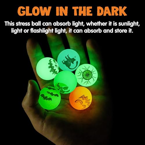 Image of JOYIN 72 PCS Halloween Bouncy Balls, Glow in The Dark Bouncing Balls Eyeballs for Halloween Party favors Decorations, Halloween goodie bag fillers, Trick or Treating School Classroom Game Prizes