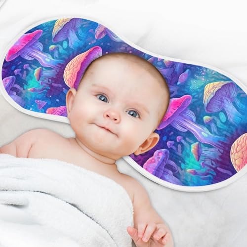 J JOYSAY Psychedelic Mushroom Baby Burp Cloths for Boys Girls Large 22''x11'' Cotton Burping Cloths Extra Absorbent Soft 4 Layer Baby Spit-Up Rags for Drool Newborn 2 Pack4
