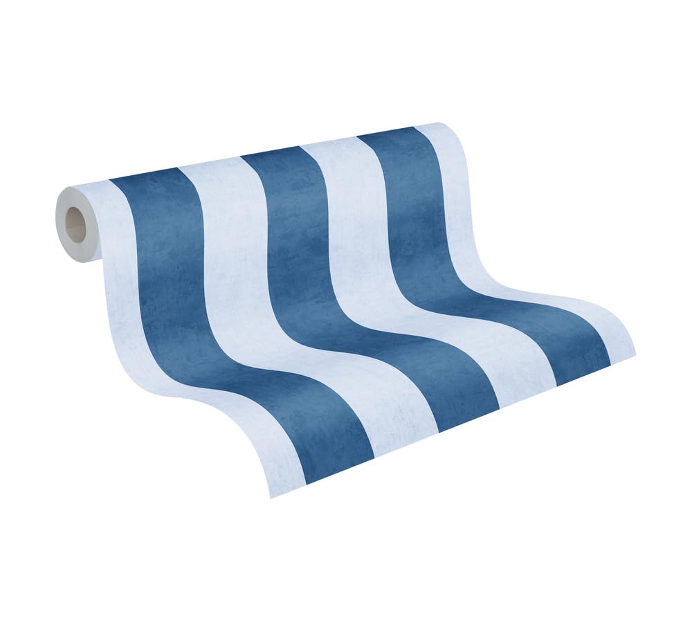 A.S. Création Lilly & Luis Non-Woven Wallpaper with Stripes in Blue - 10,05 x 0,53 m Wallpaper for Kids - 770785