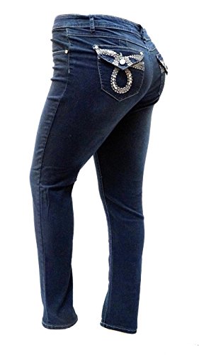 Jack David Dark Blue Women's Plus Size Stretch Midrise Denim Jeans Pants Skinny Leg2