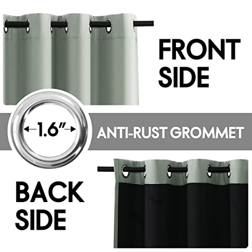 Flamingo P Completely Shaded Living Room Curtains,Heavy-Duty Privacy Protection & Noise Reducing Grommet Drapes,Black Lined Insulated Window Treatment Curtain Panels(Sage,2 Pieces, W52 X L96) #TOP3
