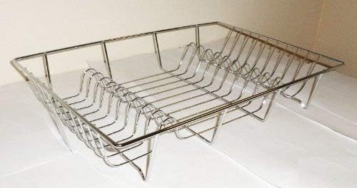 Metal Wire Dish Drainer Kitchen Plate Draining Rack Holder CHROME