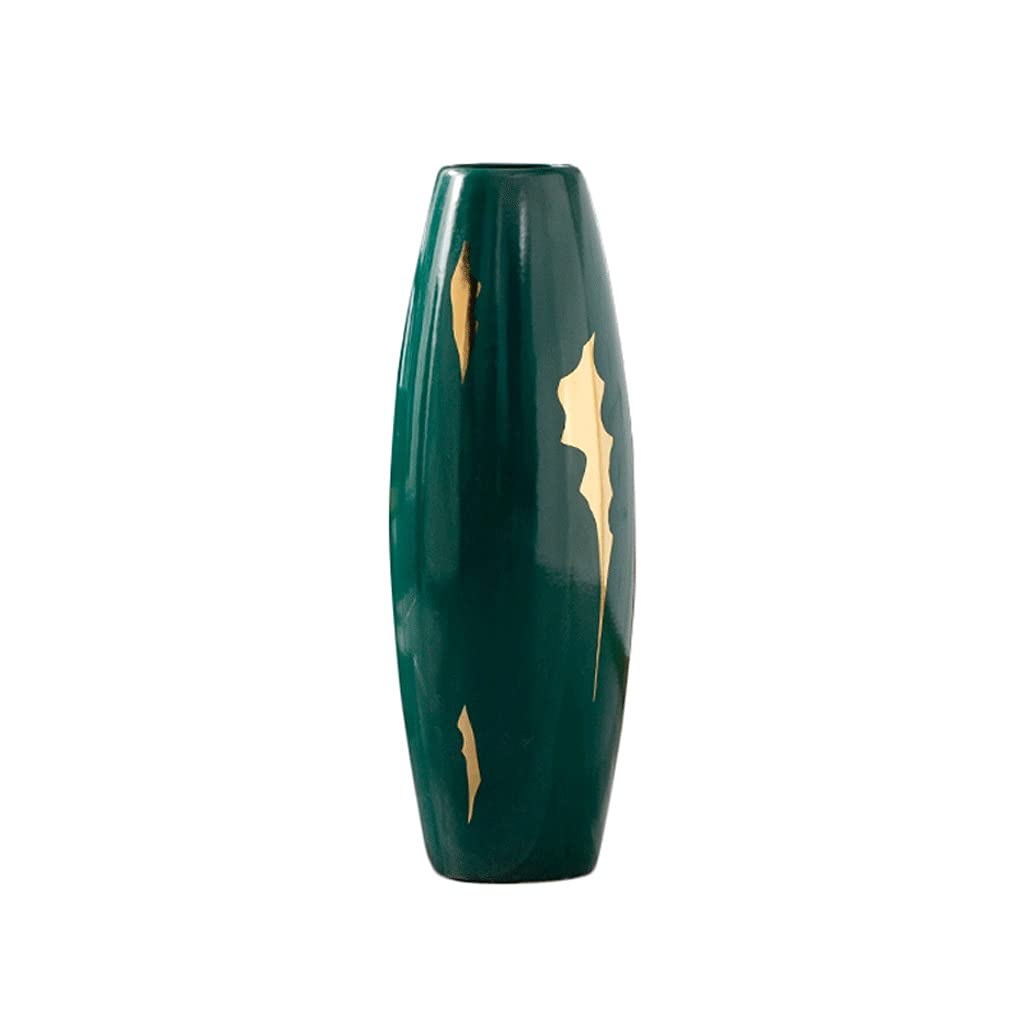 SnamicE Nordic Ceramic Living Room Floor Vase Large Flower Arrangement Home Dried Flower Decoration Ornament Villa Malachite Green,