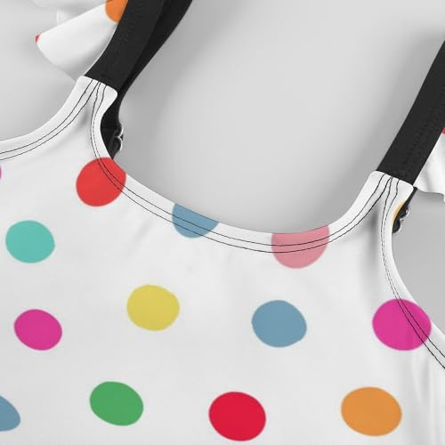 Image of Girls One Piece Swimsuit Polka Dots Ruffles Swimwear Bathing Suits 3-12 Years