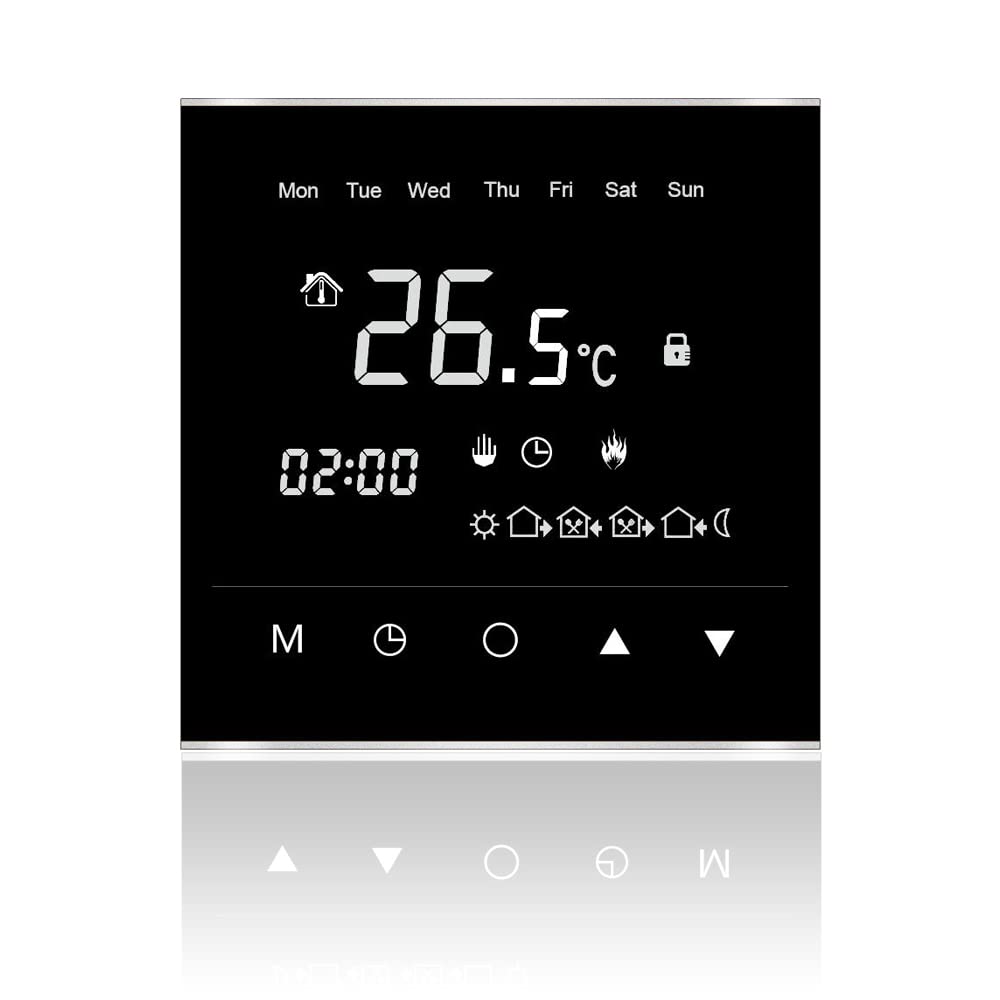 Design Touchscreen Thermostat Warm Life – Digitales Raumthermostat programmierbar mit Internem Temperatursensor und Bodenfühler - Heizungssteuerung für Fußbodenheizung. 16A