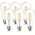 LUXRITE Vintage LED Edison Bulbs 75W Equivalent, ST19 ST58, 4000K Cool White, 800 Lumens, Dimmable LED Filament Bulb, 8W, Tear Drop Glass, Damp Rated, UL Listed, E26 Medium Base (6 Pack)