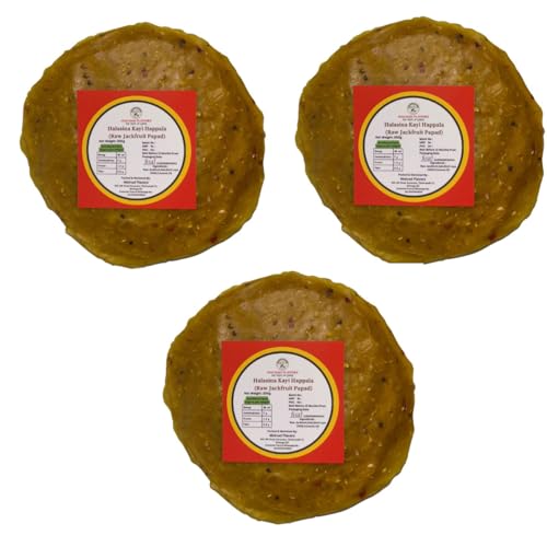 Image of Malnad Western Ghats Raw Jackfruit Papad (200gm) Pack of 3 | Product from Malnad Flavors | Fresh with No Artificial Preservatives | Naturally Prepared | Traditional Method, Thick & Crispy Halasina Happala | Packed in Vaccum Pouch