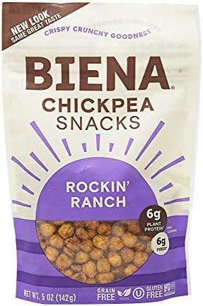 Biena Foods, Rockin' Ranch Roasted Chickpea Snack, 5 Ounce