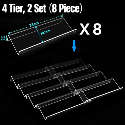 Clear Acrylic Spice Drawer Organizer, 4 Tier- 2 Set Expandable From 33 cm to 66 cm Seasoning Jars Drawers Insert, Kitchen Spice Rack Tray for Drawer/Countertop (Jars and Labels not included) by Albumgit - Image 4