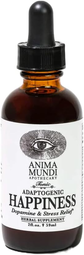 Anima Mundi Apothecary Anima Mundi Happiness Tonic - Dopamine + Stress Relief Support with Organic Mucuna & St. John's Wort (2oz / 60ml)- Organic Happiness Tonic: Dopamine + Stress Relief (2 oz)