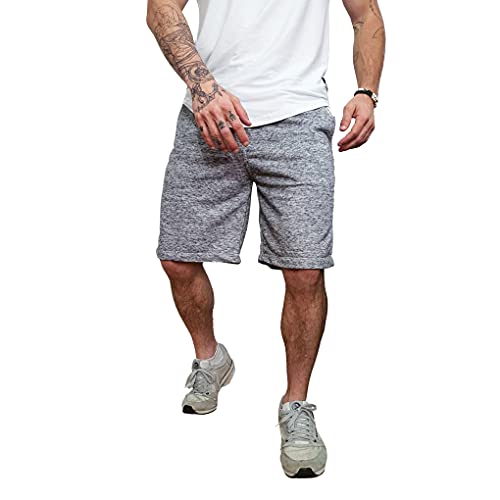 Bermuda Short Moletom Masculina Super Top Treino Lazer Slim Casual Academia Esporte (G, Cinza-rajado