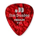 Jim Dunlop Celluloid Red Pearloid Pick Medium - 12 Pack