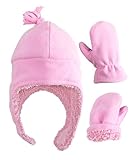 N’Ice Caps Toddler Baby Winter Hat Mitten Set – Kids Boys Girls Gloves Fleece Sherpa Lined (Pink, 2-3 Years)