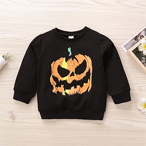 Pijamas infantis para meninas, bebês, meninos, meninas, estampas de abóboras de Halloween, mangas co