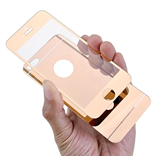 iPhone 6 6S Case-Yerwal Rose Gold Front+Back Mirror Tempered Glass Film Screen Protector Cover for iPhone 6 6S 4.7