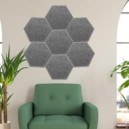 Paneles acústicos hexagonales 8 piezas, paneles absorbentes de sonido, fieltro para insonorización, paneles adhesivos para pared, reducción de ruido, gris oscuro miniatura 4