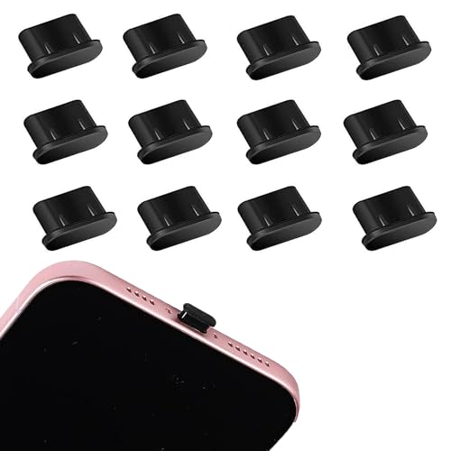 YUGUOLAN 12 Stück USB C Staubschutz USB C Schutzkappe Ladebuchse Schutz USB C Abdeckung USB C Staubschutz Stöpsel Für iPhone 15 iPhone 16 Pro Max Neu iPad AirPods Samsung Xiaomi (Schwarz)