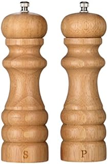 Set Of 2 Rubberwood 6 Inch Wooden Salt & Pepper Ceramic Grinding Shakers Wood Mill Set by Get Goods