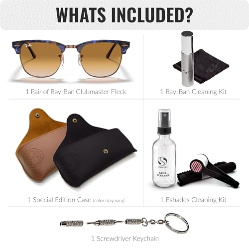 Ray-Ban RB3016 CLUBMASTER FLECK Square Shaped Sunglasses for Men & Women with Official RAYBAN Eyewear Kit2