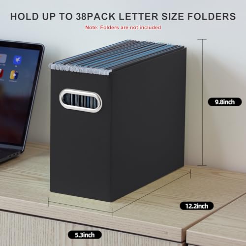 Oterri Cardboard File Organizer Box for Hanging File Folders Letter Size,File Box for Computer Desk,File Cabinet,Working Home,Office,Classroom (Black, Letter Size - 2 Packs) - Image 3