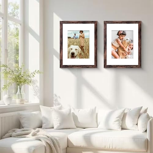 Image of LUCKYLIFE 12x16 Picture Frame Brown for Wall Mounting, 2 Pack