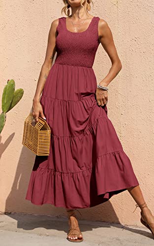 Image of PRETTYGARDEN Women's 2026 Casual Loose Plain Maxi Sundress Smocked Tank Dress Sleeveless Summer Beach Tiered Long Dresses