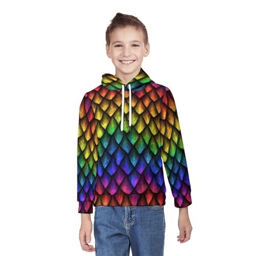 Dragons Scales Hoodie Juvenile Sweatshirts Pullover Hoody Casual Loose Childrens Hooded Sport Shirt Tops 7-18 Years2