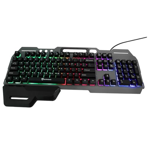 DIYEAH Clavier Filaire Rétroéclairé LED Pleine Taille Standard pour Gamer, Ergonomique, 7 Touches Anti-conflit, USB, Format Standard, Usage Bureau et Gaming, Couleur Noire