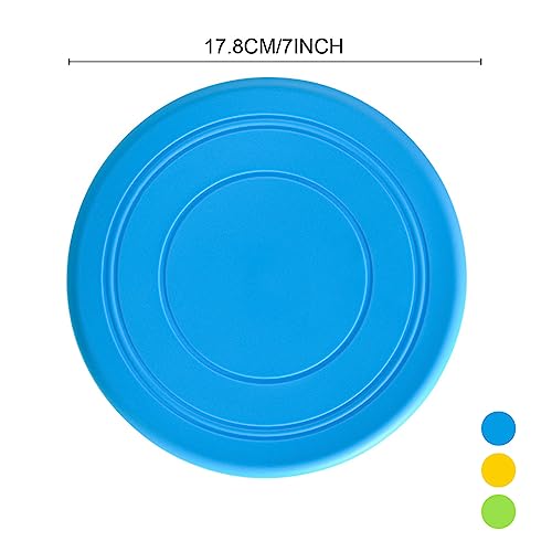 TSHAOUN Hunde-Frisbee-Spielzeug Hunde-Frisbee, aus natürlichem weichem Gummi, für interaktiven Spaß im Freien. 17,8 cm (Gelb/Grün, Blau), 3 Stück