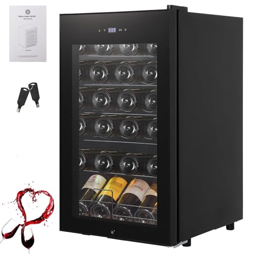 Wine Cooler Refrigerator, Freestanding Compressor Wine Chiller, Beverage Wine Fridge with Digital Temperature Control Glass Door for Red White Wine, Beer, Champagne