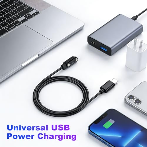 Image of ZORBES 5W Charger for PLAUD Note AI Voice Recorder, Plaid Charger Replacement USB-A /C Charging Cable Cord, USB C to 4-Pin Magnetic Connector for PLAUD Note Pro A, Plug and Go(3.3ft /1m)