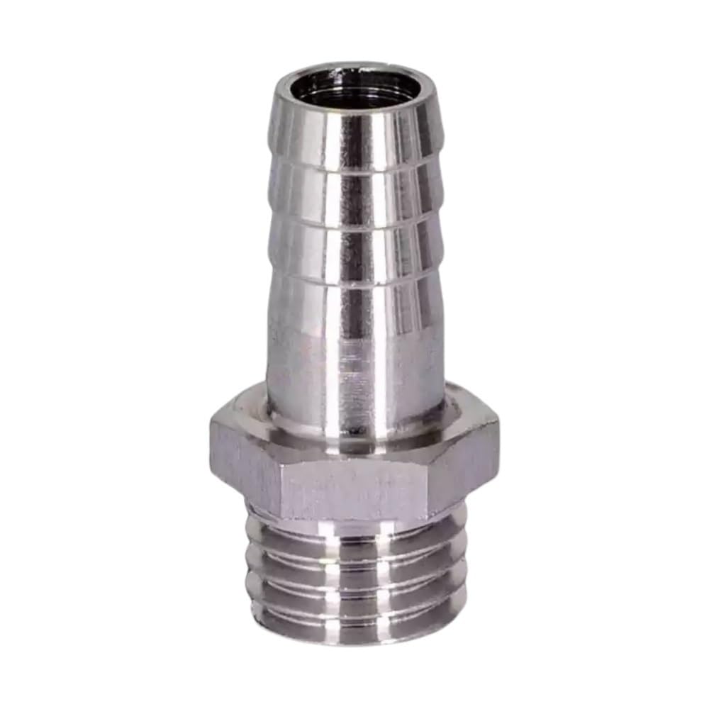 Stainless Steel Male Barb, 304 Stainless Steel Barbed Fitting Brass Male Hose Tail Pagoda Threaded Multi Sizes(12mm*M16x2)