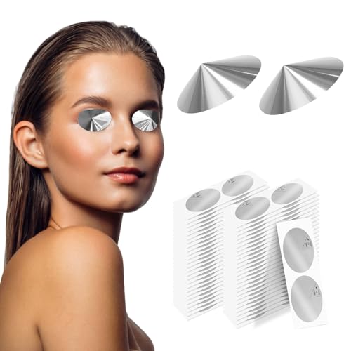 JOHUAHUA Tanning Bed Eye Protection - Eye Stickers for Tanning UVA/UVB Protection 100% See-Through Strap-Free Silver 50-Pair