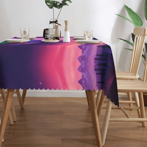 Nappe rectangulaire tissu imprimé aurores boréales pour grands dîners